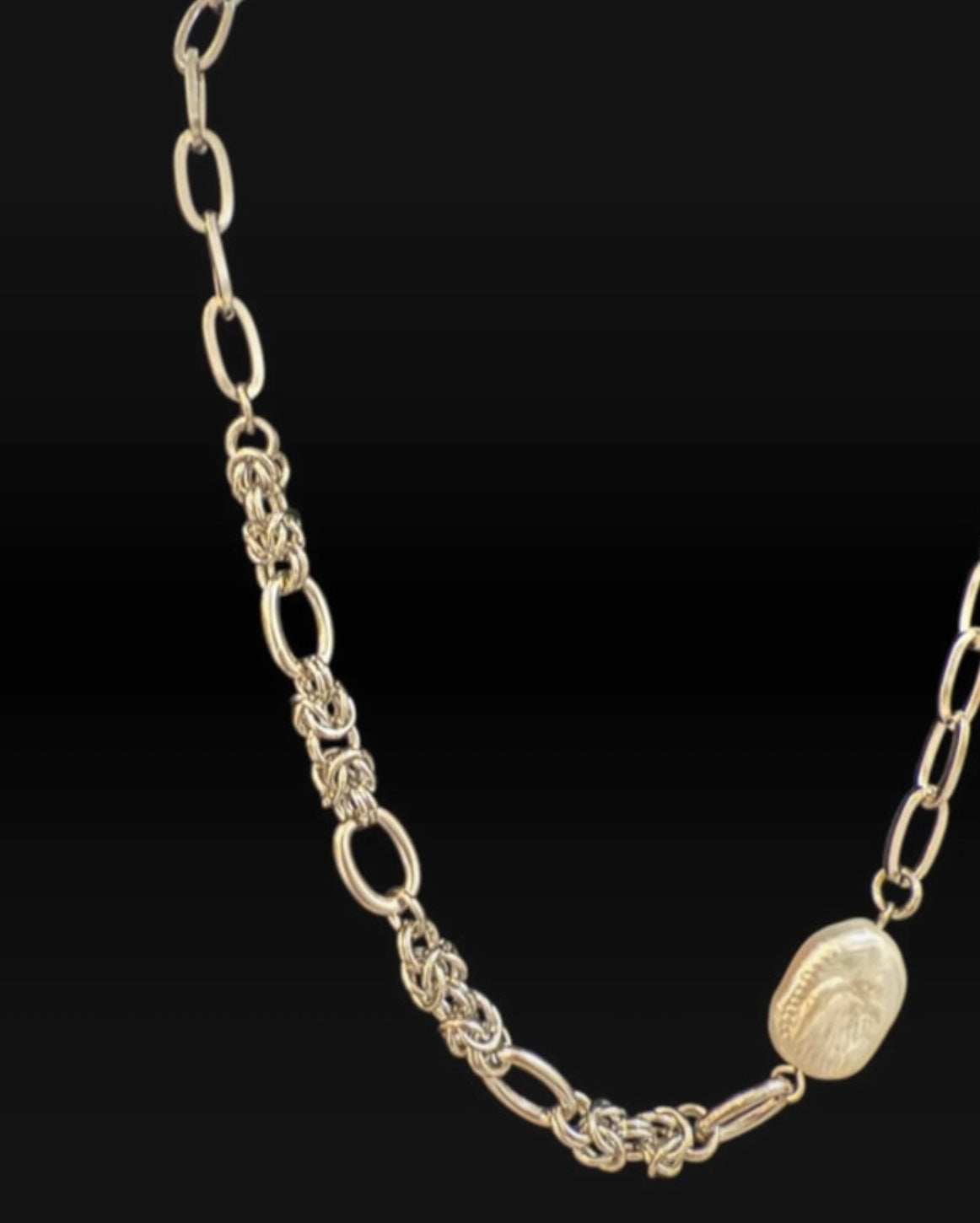 Matti Kai Baroque Freshwater Pearl on Stainless Steel Chain Necklace