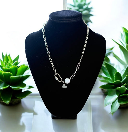 Zem Durrell  Baroque Freshwater Pearl Carabiner Paperclip Link Chain Necklace